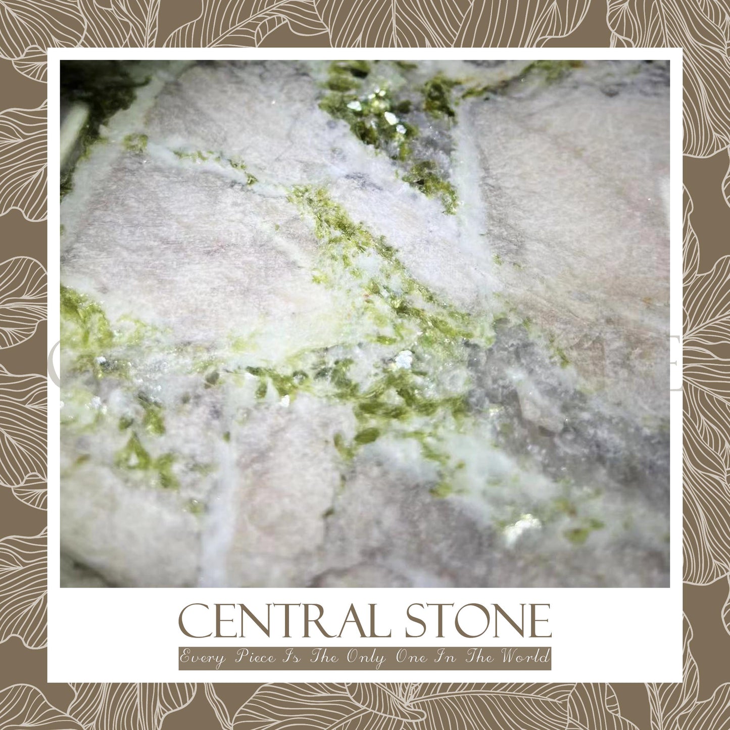 CENTRAL STONE Brazilian Natural Marble Quartz Coffee Side Table Dia40cm -Pandora Green Diamond