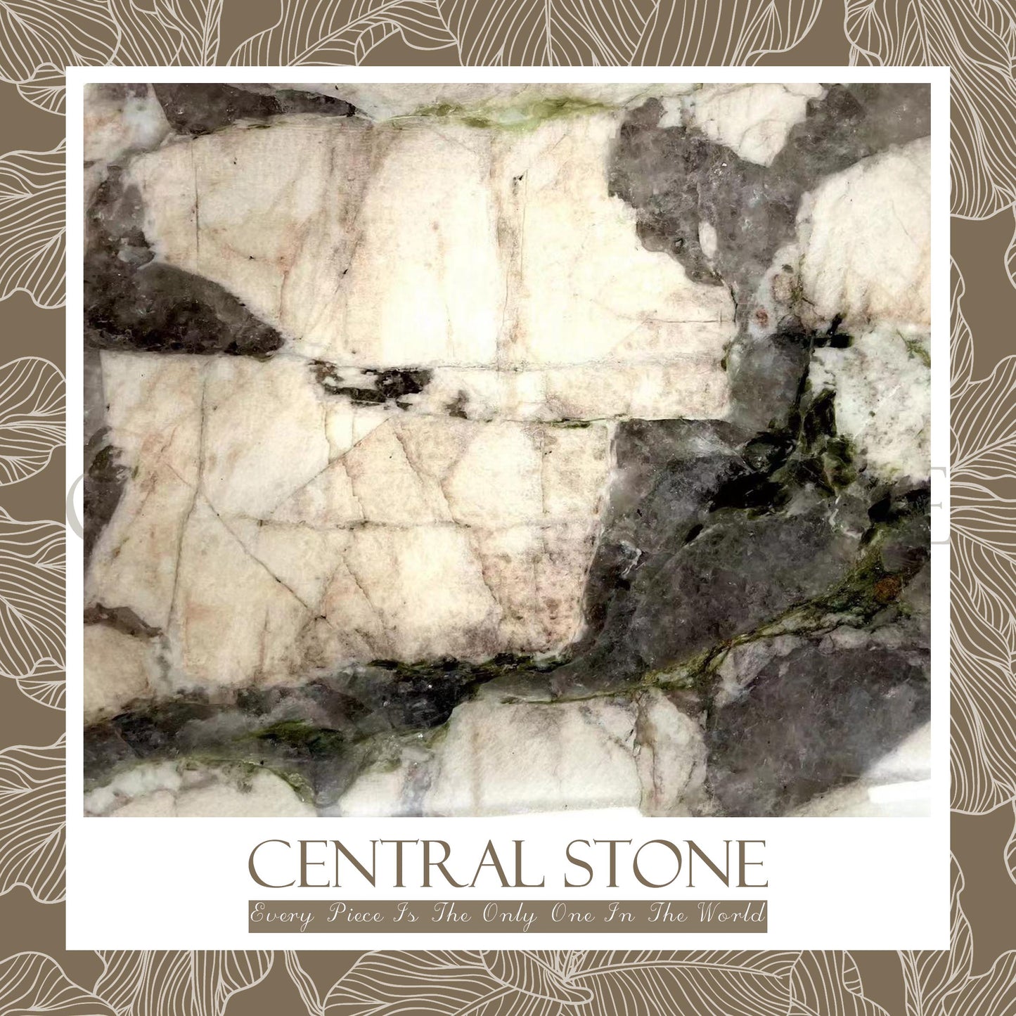 CENTRAL STONE Brazilian Natural Marble Quartz Coffee Side Table Dia40cm -Pandora Green Diamond