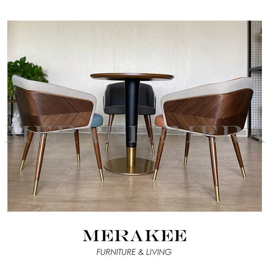 MERAKEE Dining Discussion Chair Wood with Full Grain Leather PU Leather Technology Fabric Discussion Table Set Dining Room Furniture WQ01