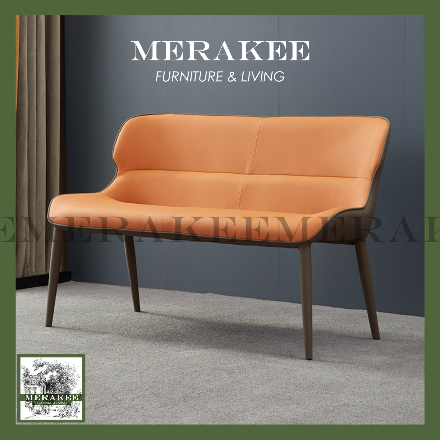 MERAKEE Dining Bench with Backrest Pu Leather Dining Room Furniture B20