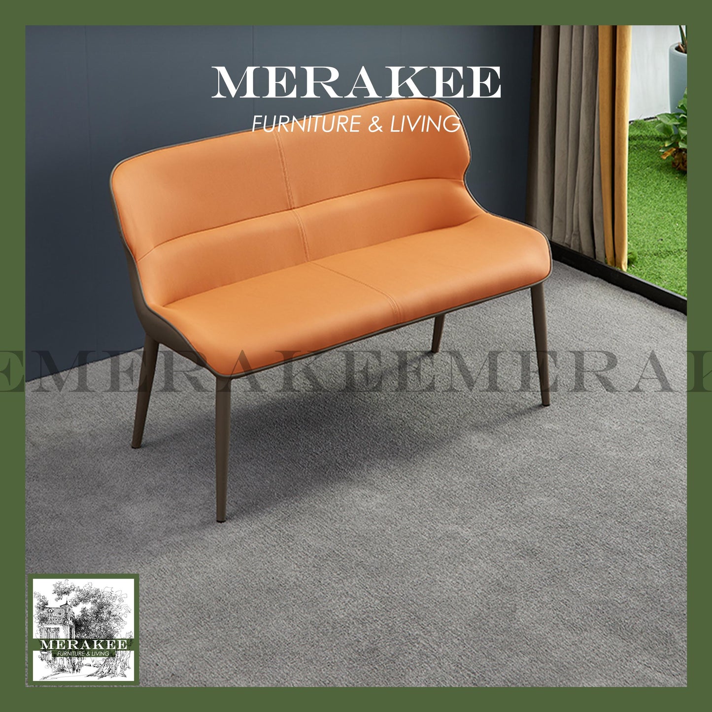 MERAKEE Dining Bench with Backrest Pu Leather Dining Room Furniture B20