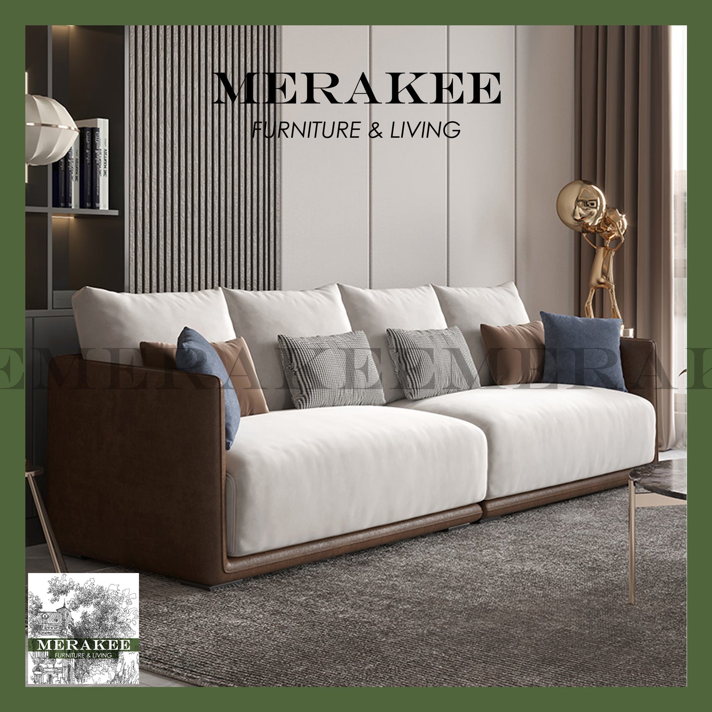 MERAKEE Fabric 1/2/3/4 Seater Sofa Solid Wood Color Solution Living Room Furniture 9099