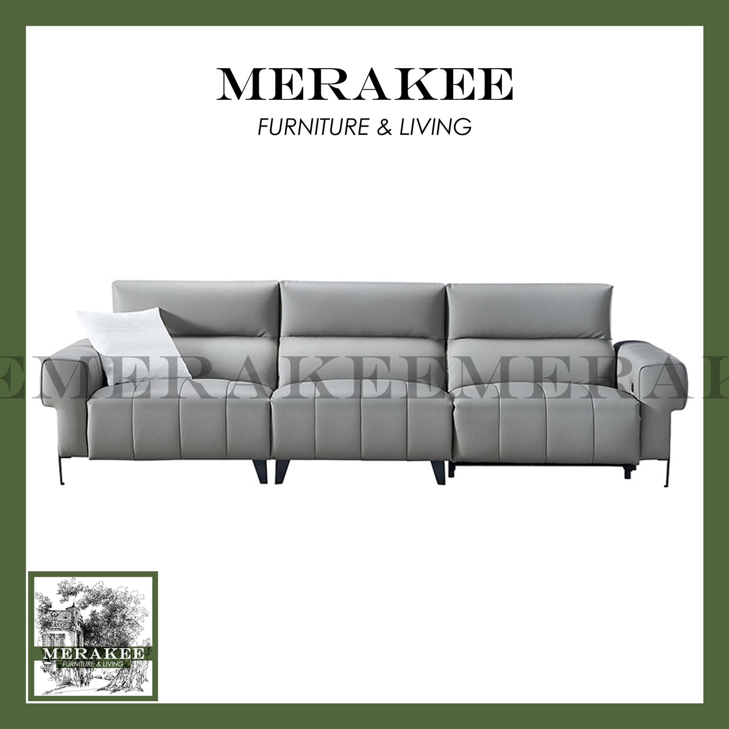 MERAKEE Full-Grain Genuine Leather Electric Recliner sofa 2/3 Seater Color Solution Living Room Furniture XC6601