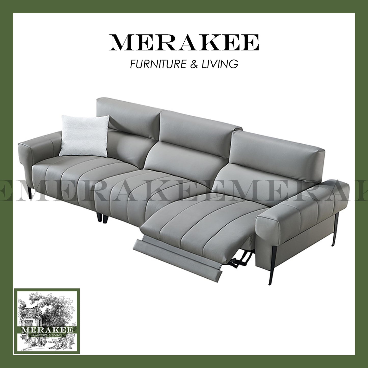 MERAKEE Full-Grain Genuine Leather Electric Recliner sofa 2/3 Seater Color Solution Living Room Furniture XC6601