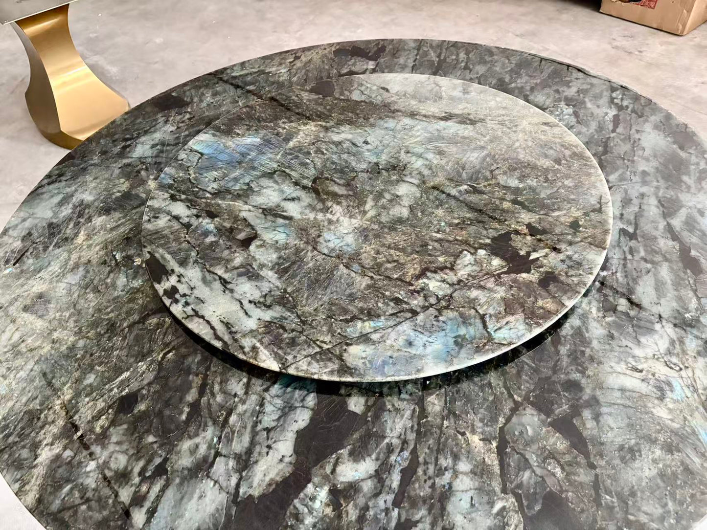 FINAL SALE! Dia1.8m Natural Brazilian Labradorite Marble "In Stock With Most Selections In Singapore" From Brazil Customization For Dining Coffee Side Table Feature Wall Granite Stone Real Marble - Blue Emerald