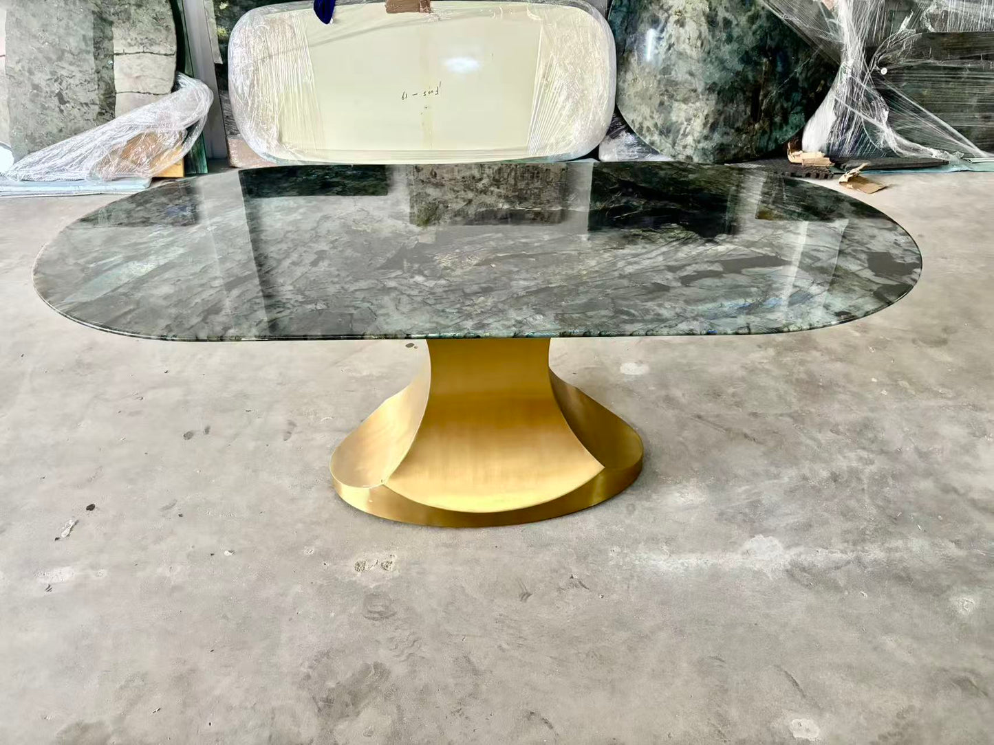 FINAL SALE! 1.8m Natural Brazilian Labradorite Marble "In Stock With Most Selections In Singapore" From Brazil Customization For Dining Coffee Side Table Feature Wall Granite Stone Real Marble - Blue Emerald