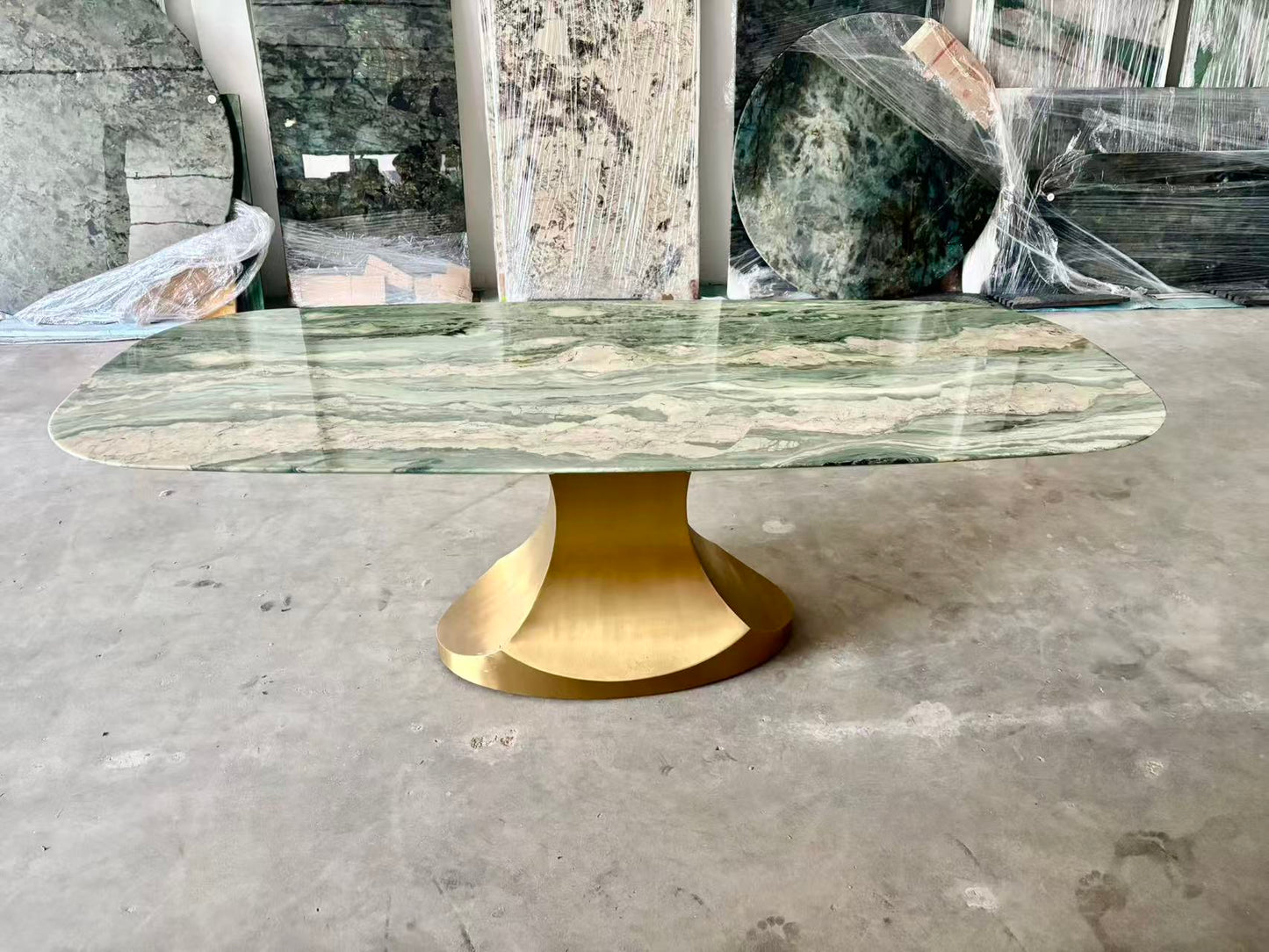 FINAL SALE! 1.8m Natural Marble "In Stock With Most Selections In Singapore" Customization For Dining Coffee Side Table Feature Wall Granite Stone Real Marble - Four Seasons Green