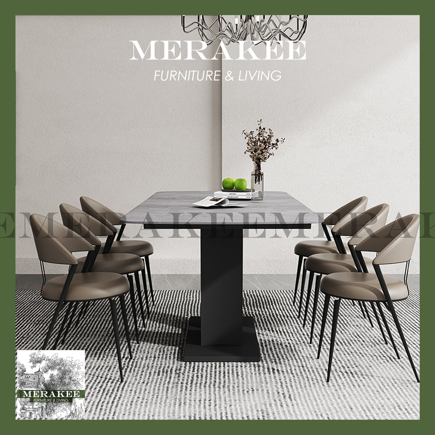 MERAKEE Extendable Customized Marble Like Sintered Stone Dining Table Dining Room Furniture F26