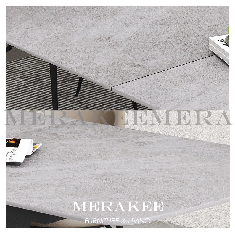 MERAKEE Extendable Customized Marble Like Sintered Stone Dining Table Dining Room Furniture F26