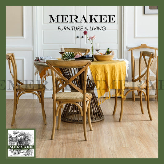 MERAKEE Dining Chair Solid Wood Rattan Dining Room Furniture WR06