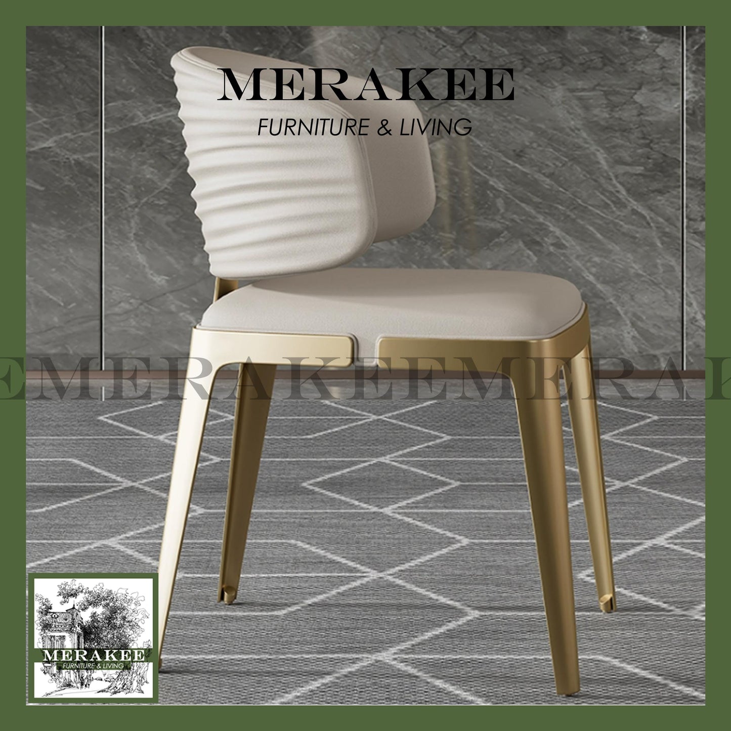 MERAKEE Dining Chair PU Leather Stainless Gold Leg Dining Room Furniture YX10