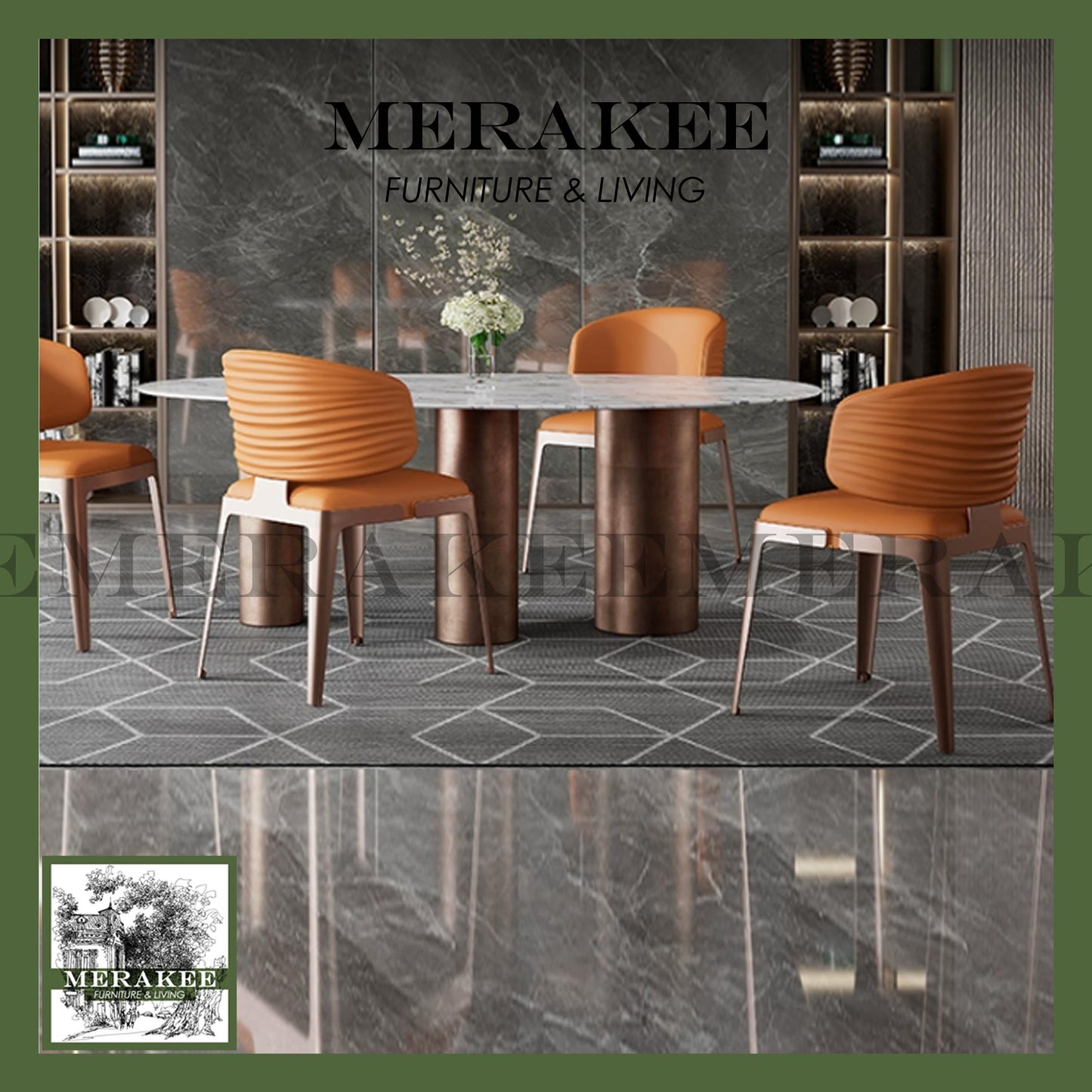 MERAKEE Dining Chair PU Leather Stainless Gold Leg Dining Room Furniture YX10