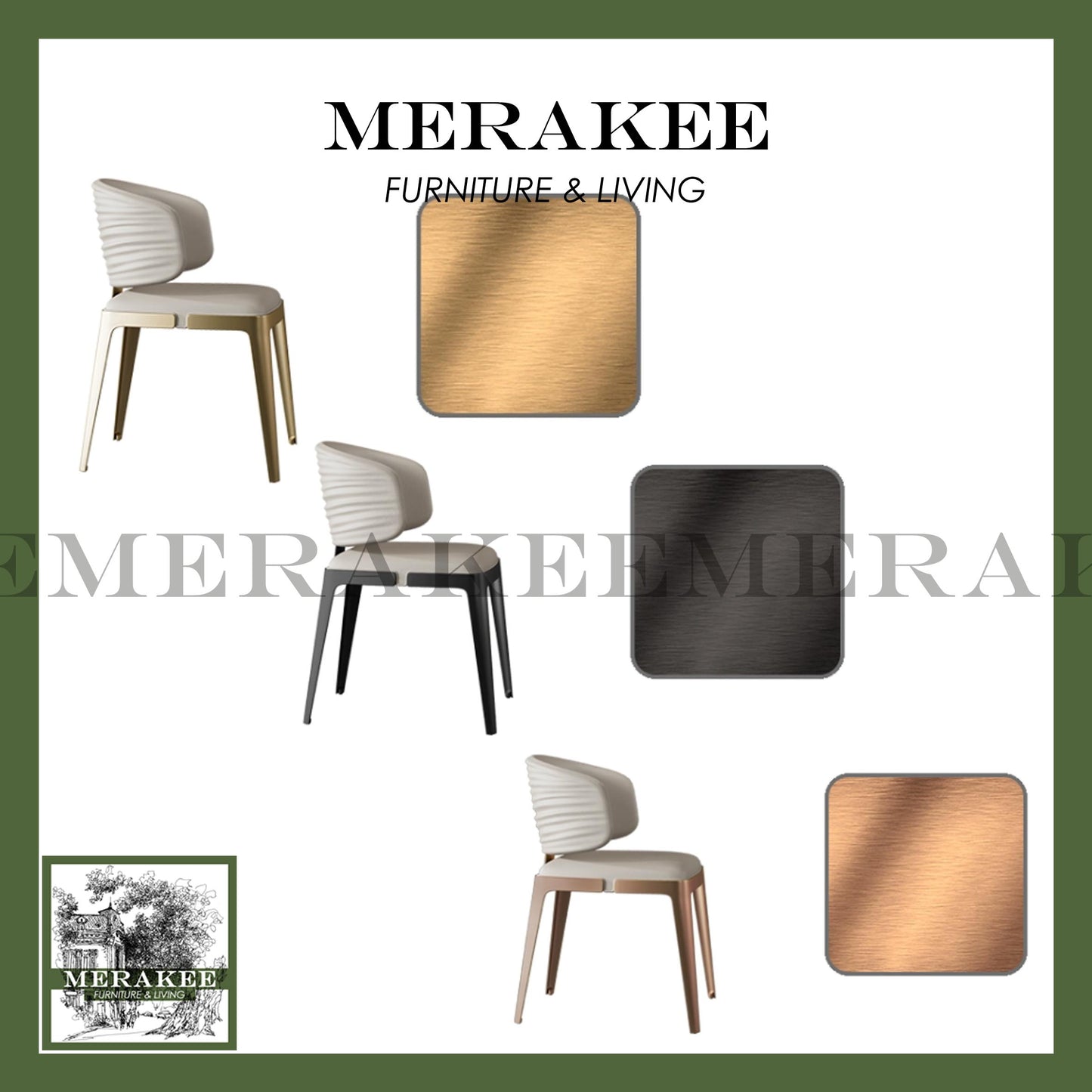 MERAKEE Dining Chair PU Leather Stainless Gold Leg Dining Room Furniture YX10