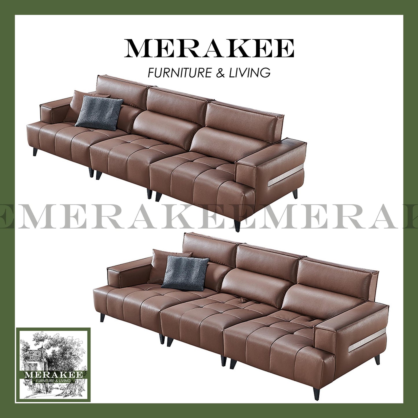 MERAKEE Full-Grain Genuine Leather Back Electric Adjustable sofa 2/3 Seater Color Solution Living Room Furniture XC6606