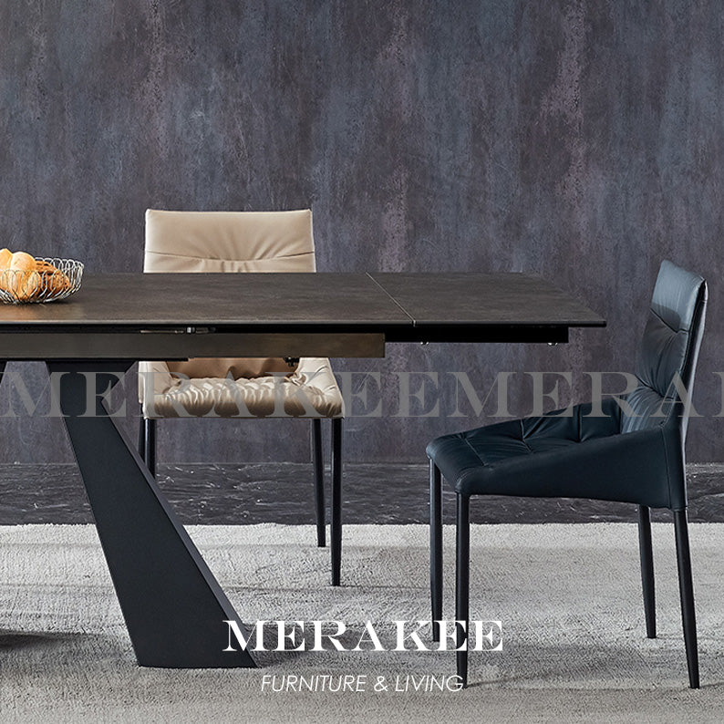 MERAKEE Extendable Large Size Customized Marble Like Sintered Stone Dining Table Dining Room Furniture F202