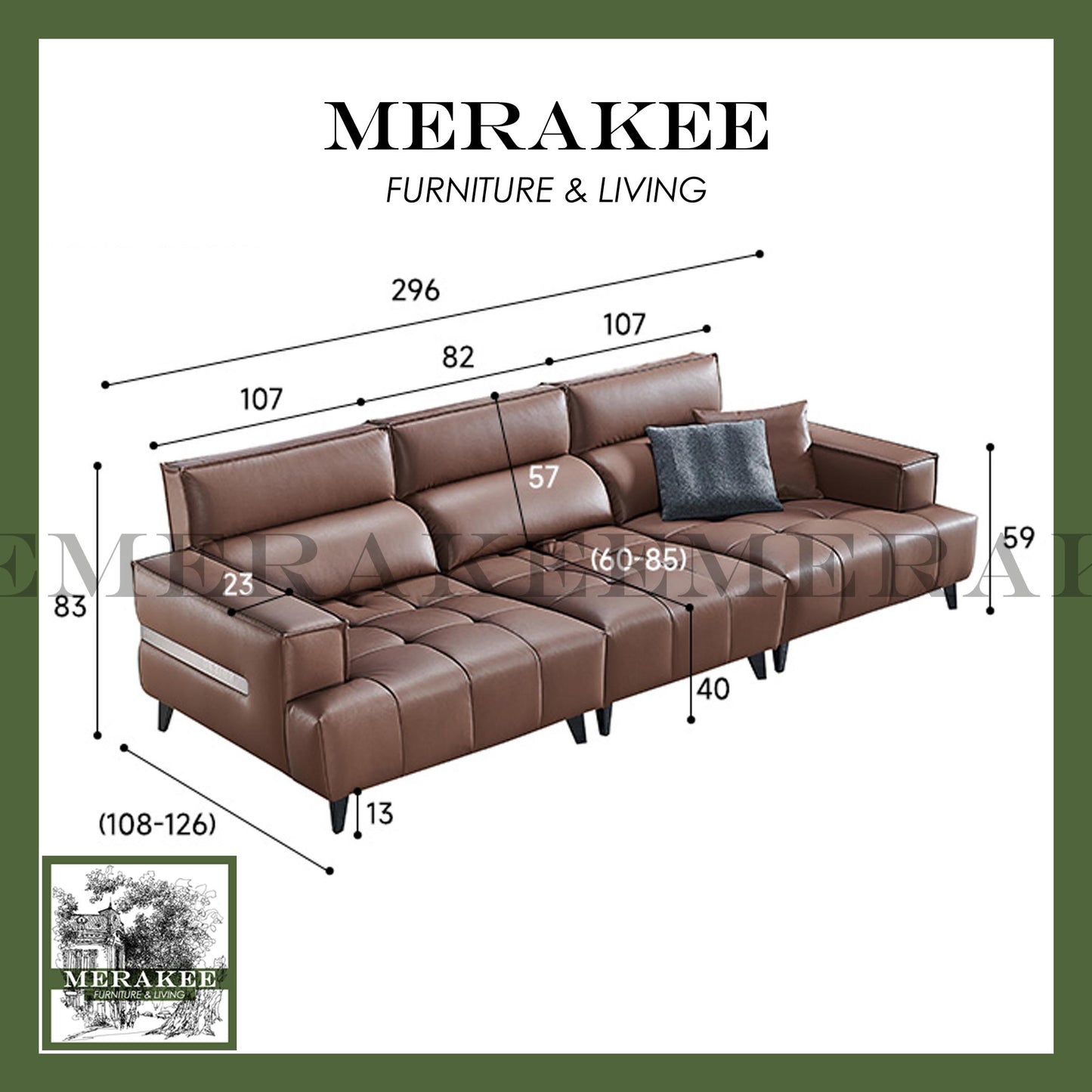 MERAKEE Full-Grain Genuine Leather Back Electric Adjustable sofa 2/3 Seater Color Solution Living Room Furniture XC6606