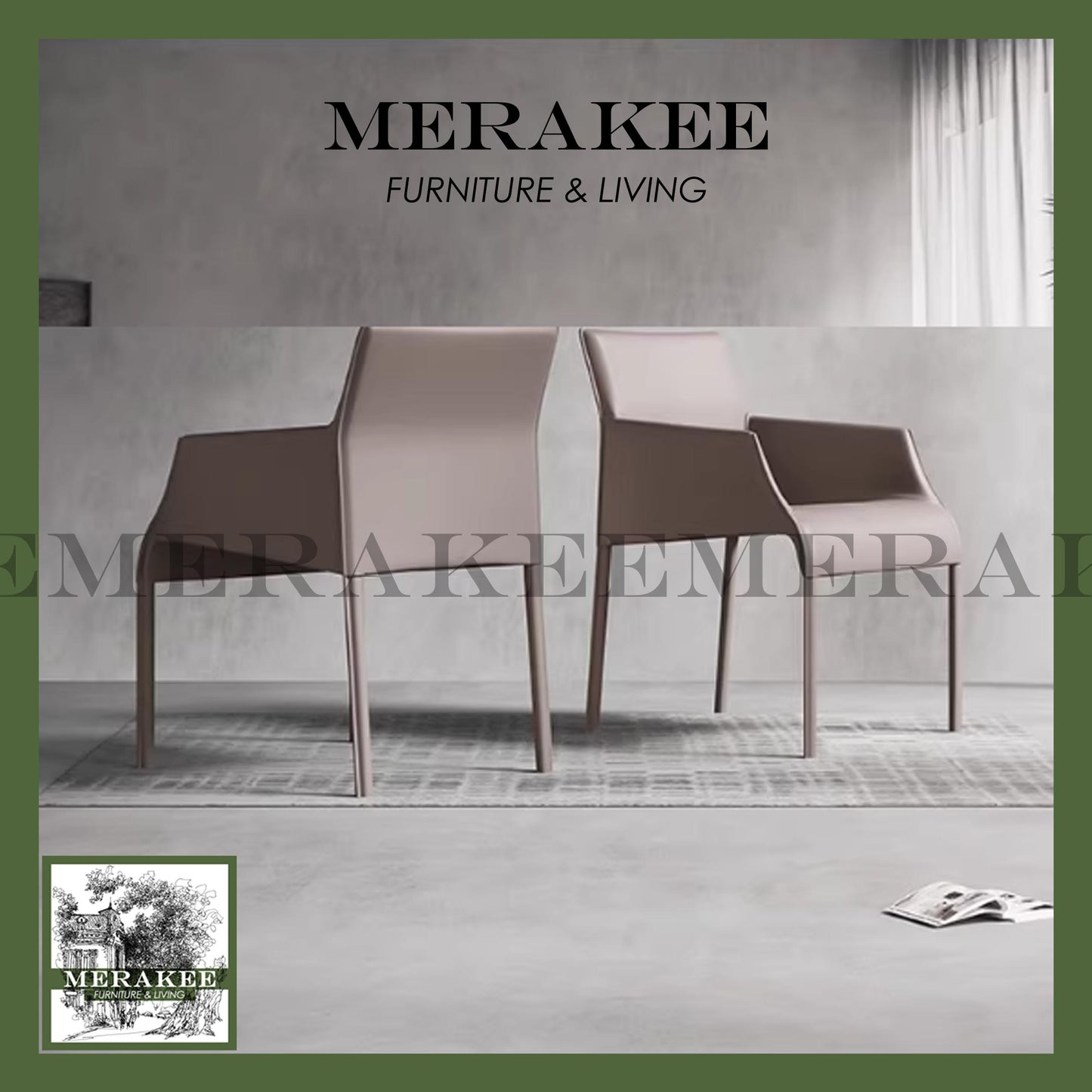 MERAKEE Dining Chair Saddle Leather Dining Room Furniture XY988