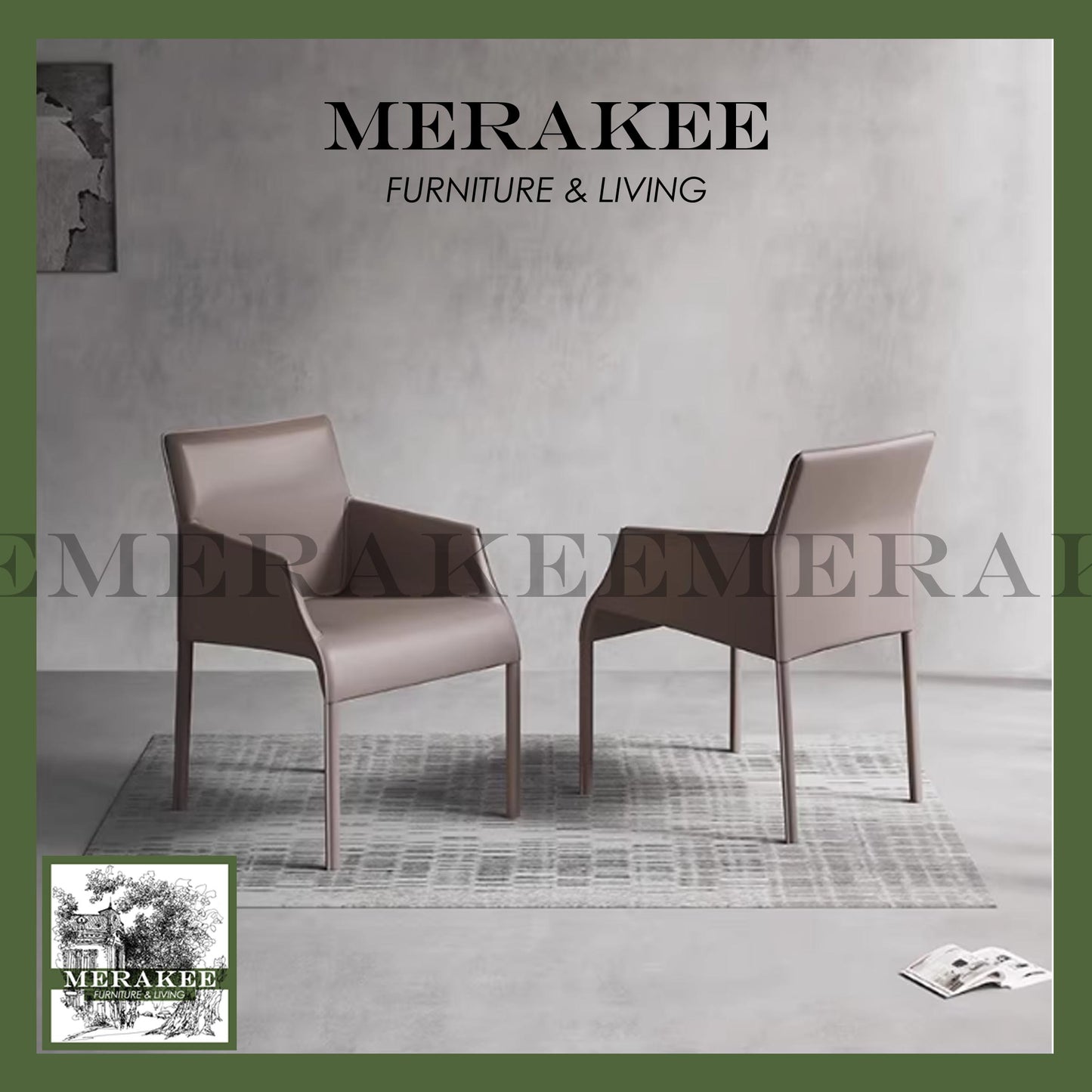 MERAKEE Dining Chair Saddle Leather Dining Room Furniture XY988