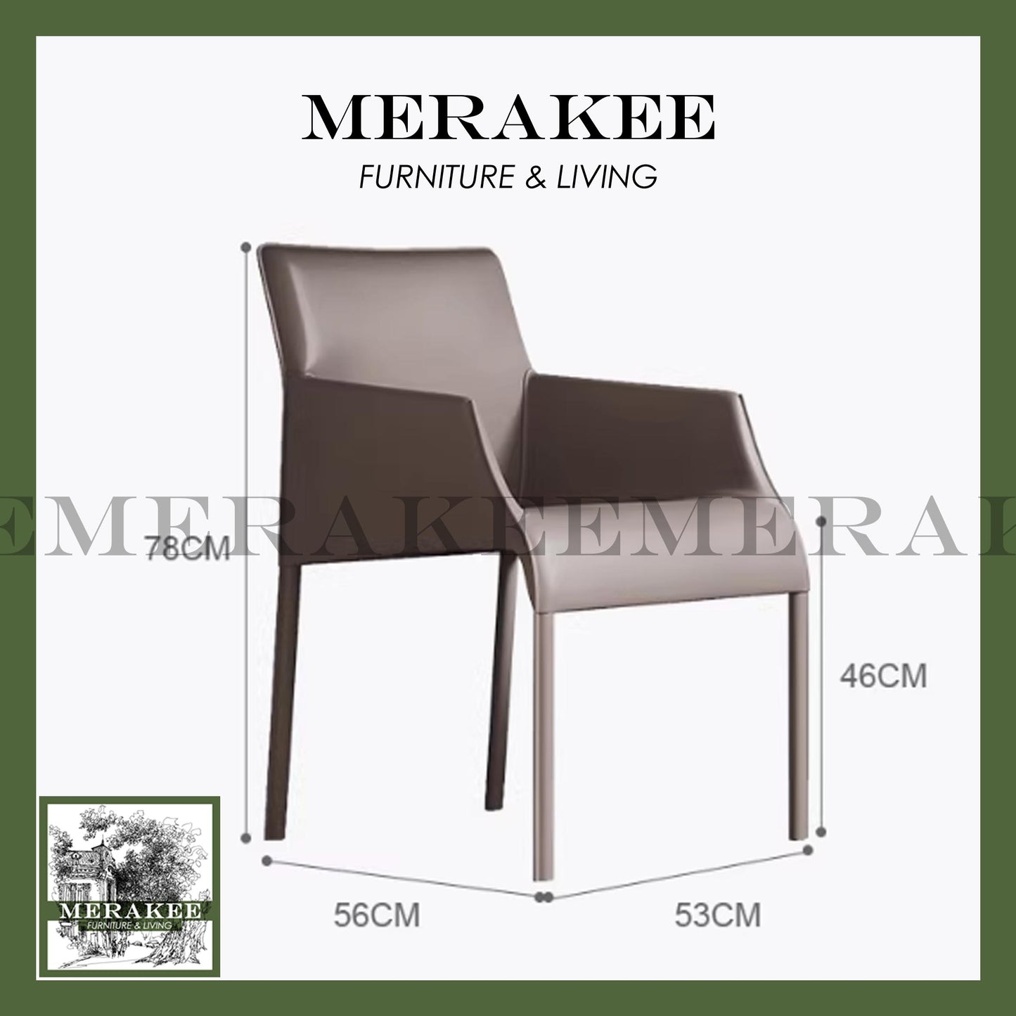 MERAKEE Dining Chair Saddle Leather Dining Room Furniture XY988