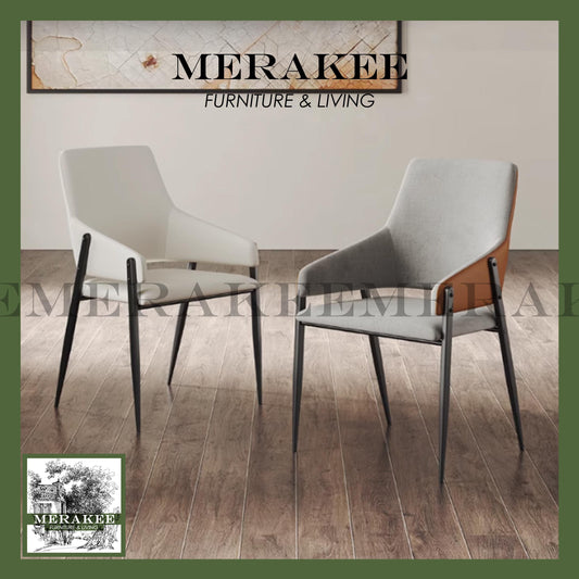 MERAKEE Dining Chair PU Leather Solid Wood Frame Metal Leg Dining Room Furniture SJ211