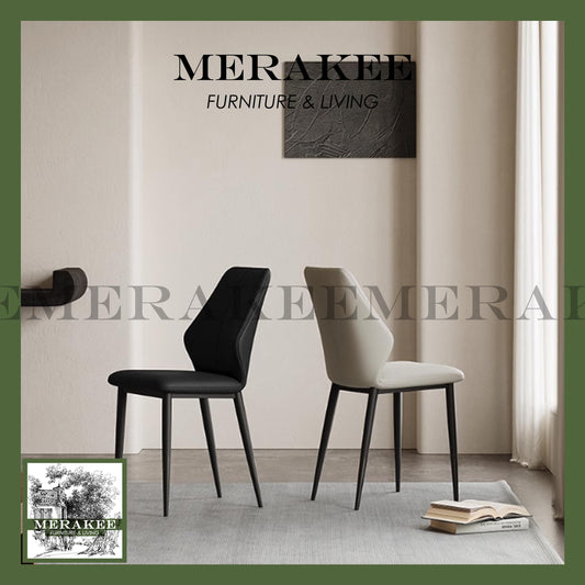 MERAKEE Dining Chair PU Leather Solid Wood Frame Metal Leg Dining Room Furniture T02