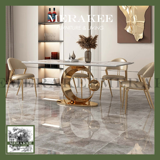 MERAKEE Sintered Stone Dining Table Customization Color Tabletop Stainless Steel Stand Dining Room Furniture PV22