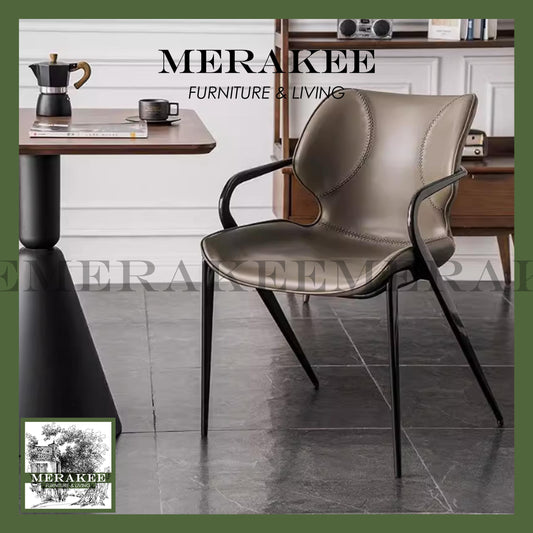 MERAKEE Dining Chair Saddle Leather Black/Gold/Rose Gold/Silver Stand Dining Room Furniture TS3650