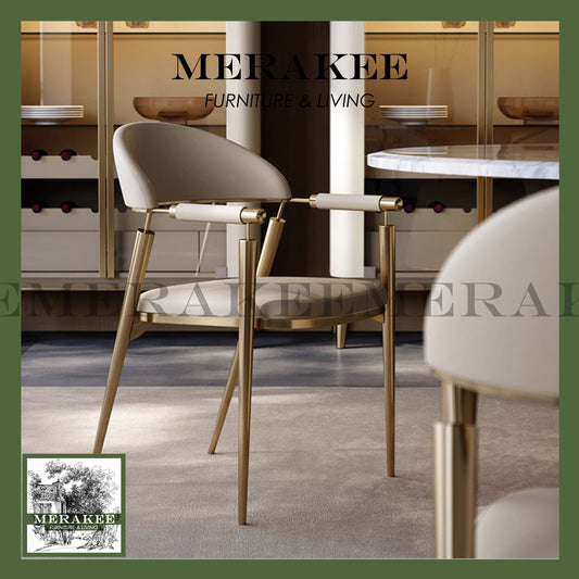 MERAKEE Dining Chair PU Leather Stainless Gold Leg Dining Room Furniture YX11