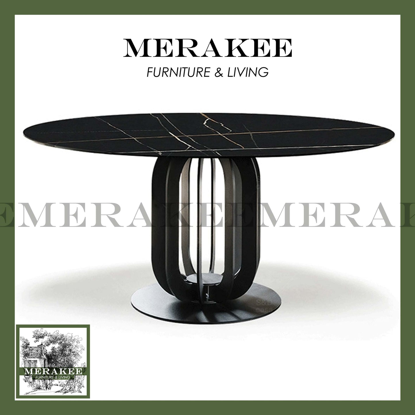 MERAKEE Sintered Stone Dining Table With Lazy Susan Customization Color Tabletop Dining Room Furniture PV42