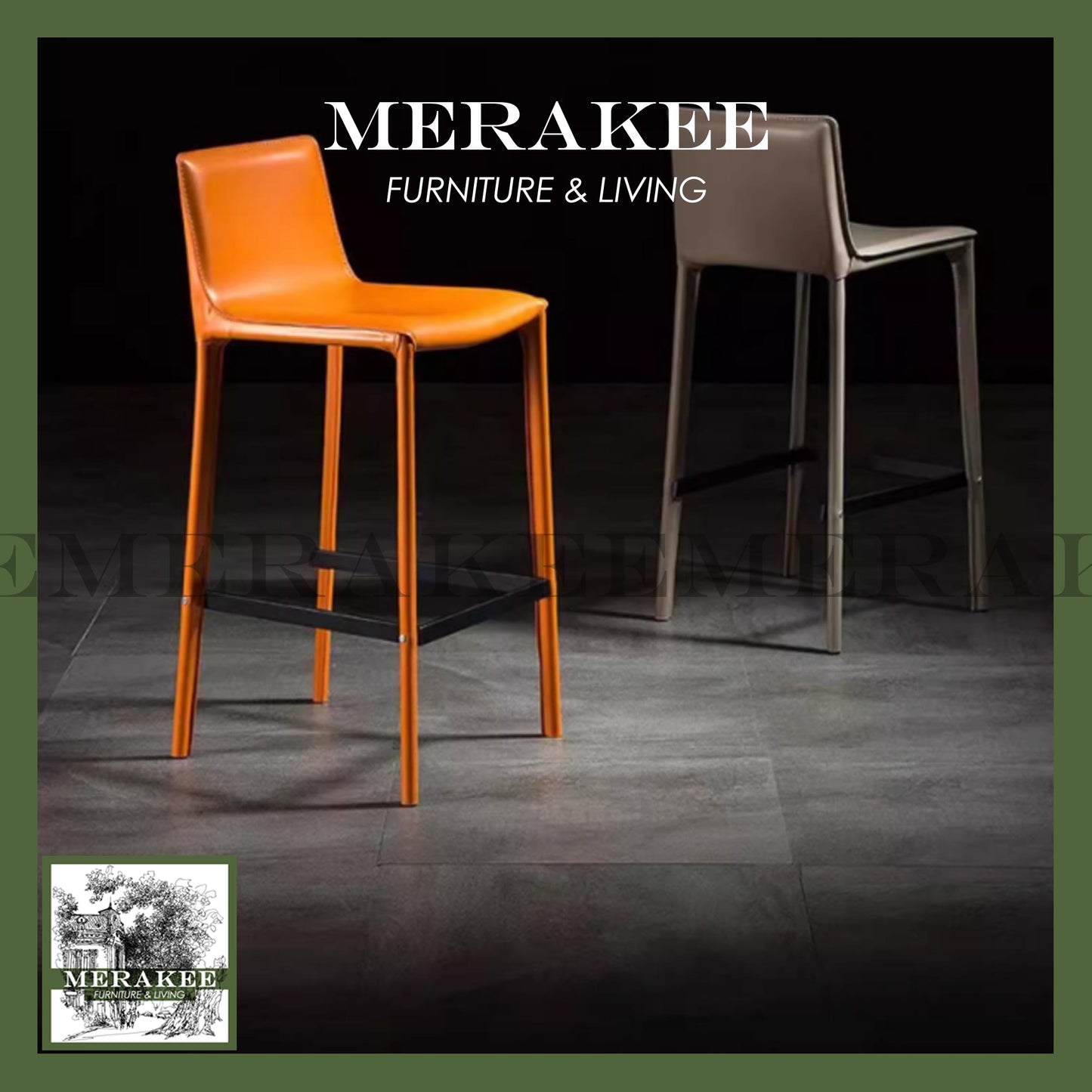 MERAKEE Bar Chair Saddle Leather Dining Room Furniture XY999