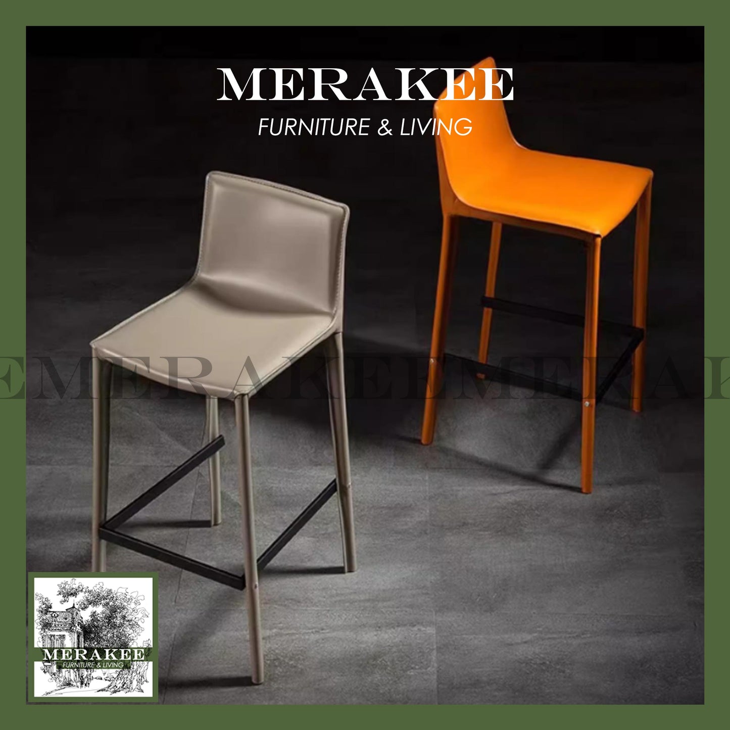 MERAKEE Bar Chair Saddle Leather Dining Room Furniture XY999