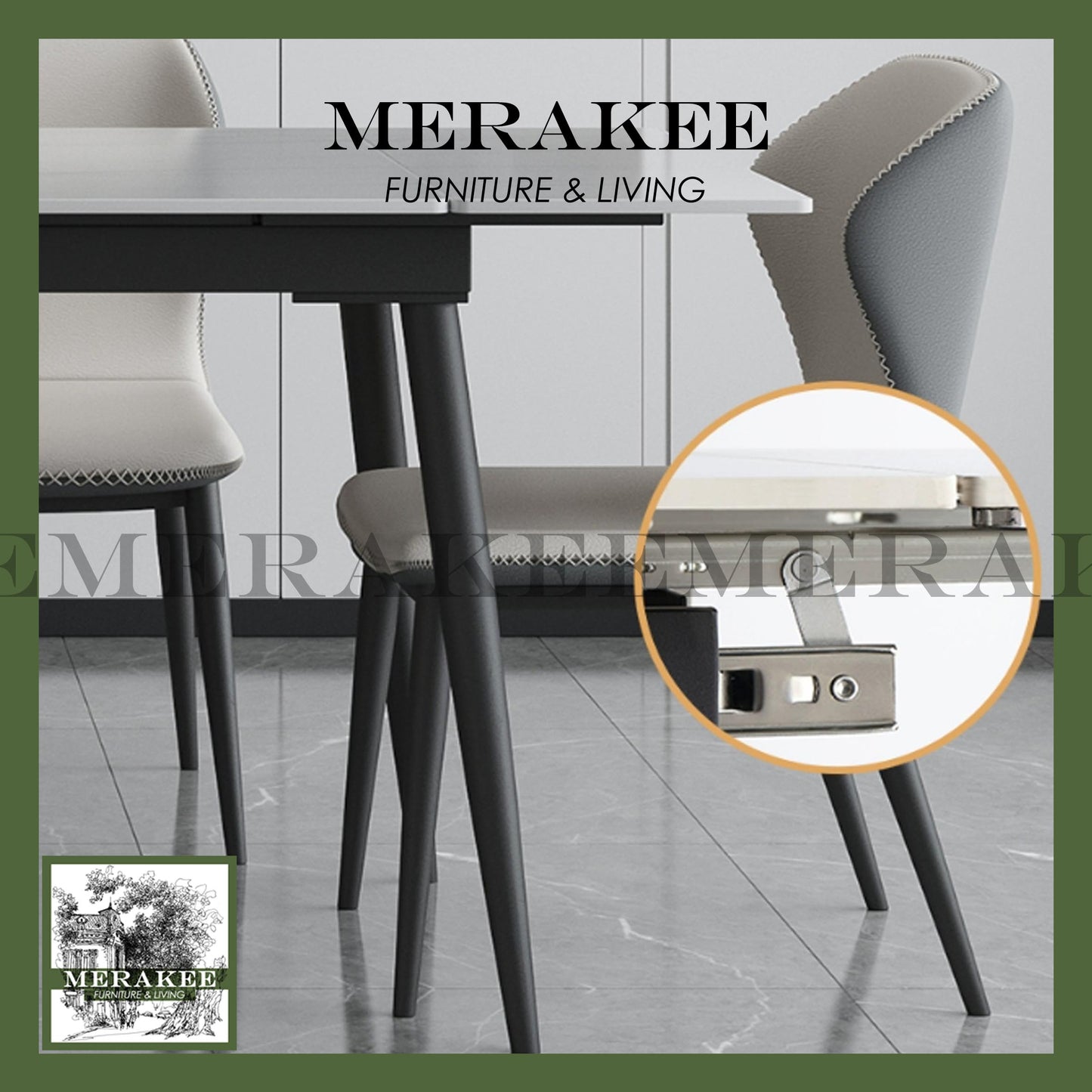 MERAKEE Extendable Customized Marble Like Sintered Stone Dining Table Dining Room Furniture F28