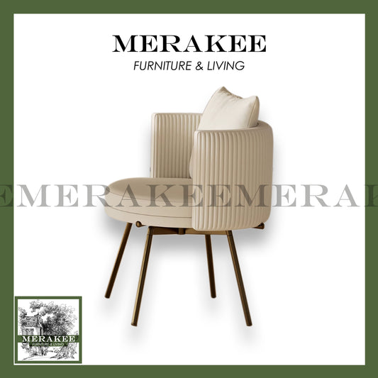 MERAKEE Dining Chair PU Leather Solid Wood Frame Stainless Steel Stand Dining Room Furniture JC60