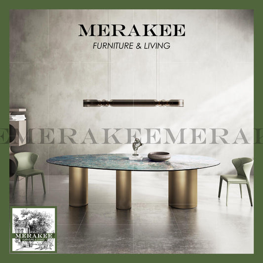 MERAKEE Sintered Stone Dining Table Customization Color Tabletop Stainless Steel Leg Dining Room Furniture PV06