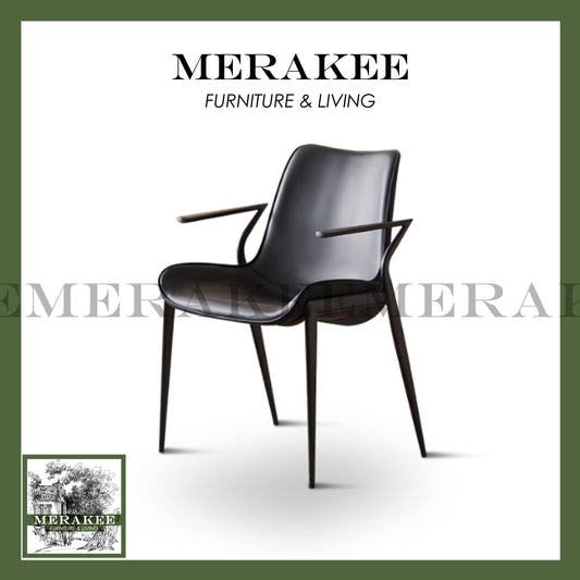 MERAKEE Dining Chair Saddle Leather Black/Gold/Rose Gold/Silver Stand Dining Room Furniture TS3568