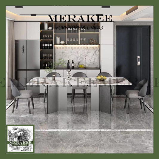 MERAKEE Sintered Stone Dining Table Customization Color Tabletop Stainless Steel Leg Dining Room Furniture PV01