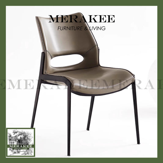 MERAKEE Dining Chair Saddle Leather Black/Gold/Rose Gold/Silver Stand Dining Room Furniture TS3655