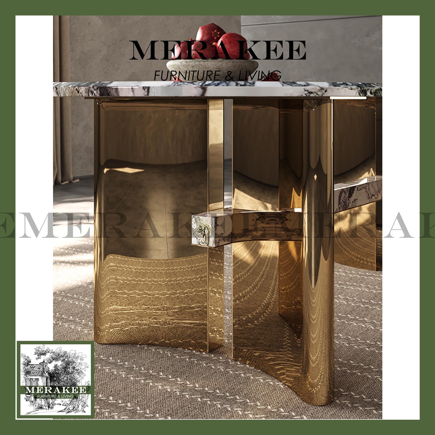 MERAKEE Sintered Stone Dining Table Customization Color Tabletop Stainless Steel Leg Dining Room Furniture PV08