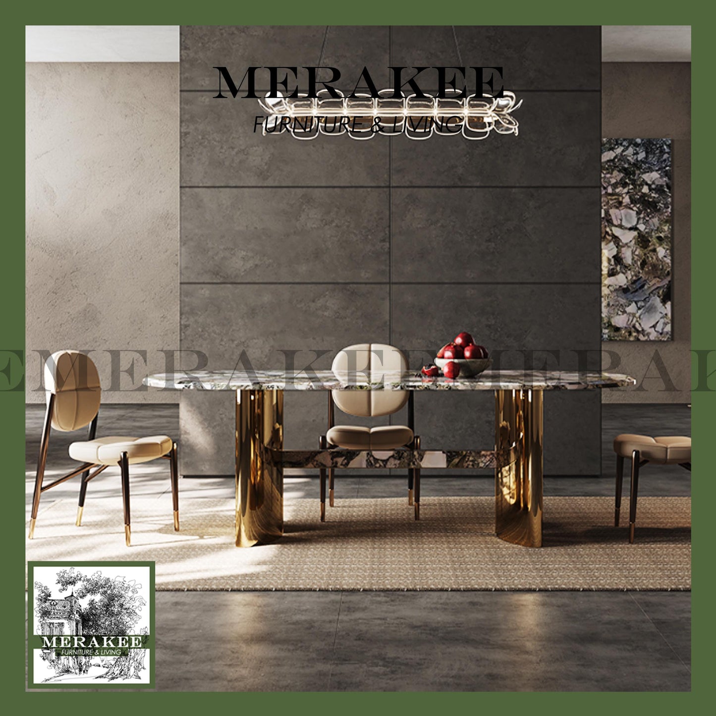 MERAKEE Sintered Stone Dining Table Customization Color Tabletop Stainless Steel Leg Dining Room Furniture PV08