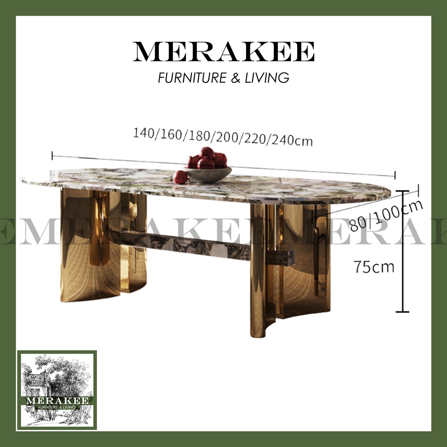 MERAKEE Sintered Stone Dining Table Customization Color Tabletop Stainless Steel Leg Dining Room Furniture PV08