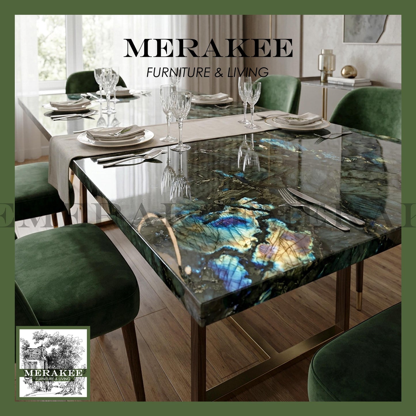 Natural Brazilian Labradorite Marble "In Stock With Most Selections In Singapore" From Brazil Customization For Dining Coffee Side Table Feature Wall Granite Stone Real Marble - Blue Emerald