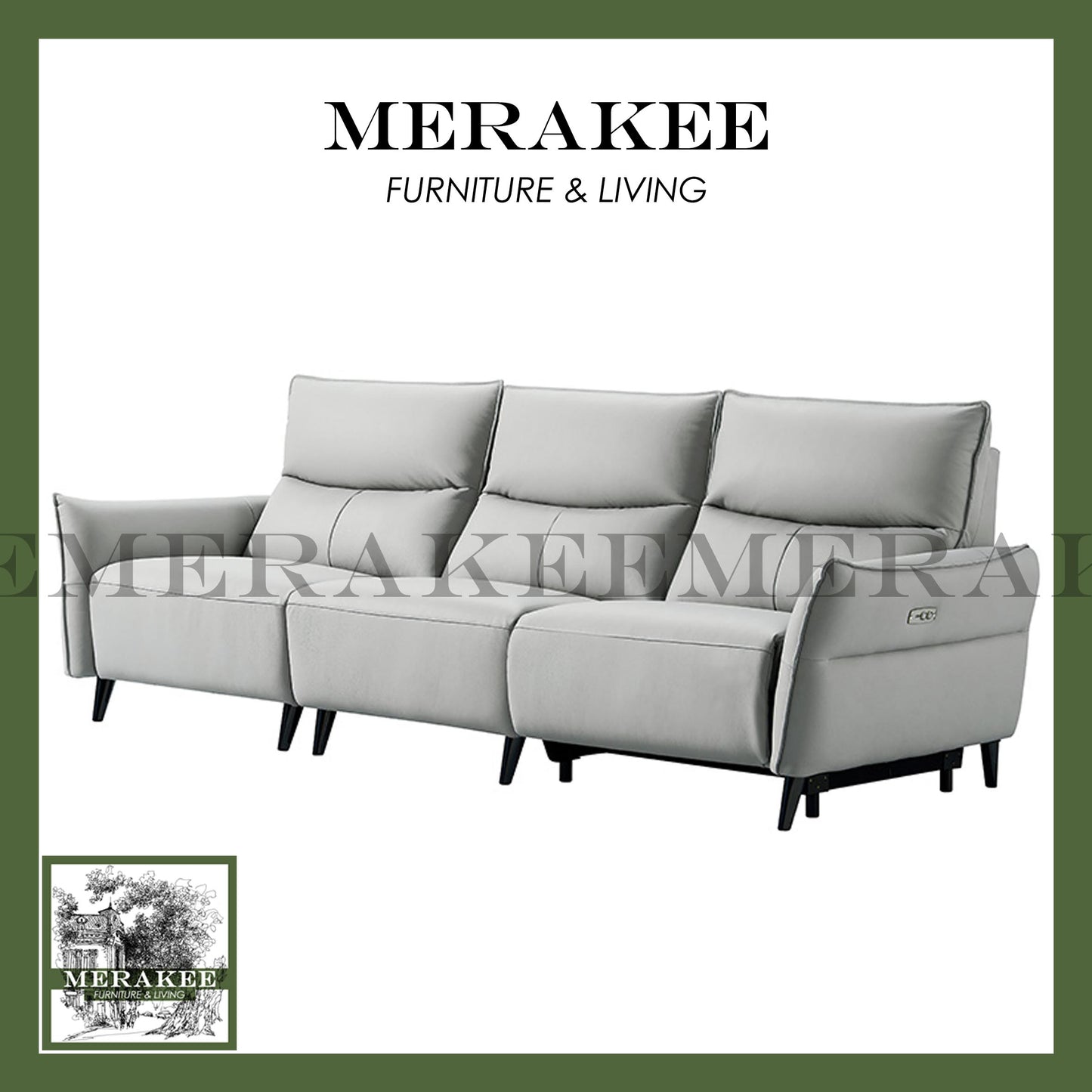 MERAKEE Full-Grain Genuine Leather Electric Recliner sofa 2/3 Seater Color Solution Living Room Furniture XC8820