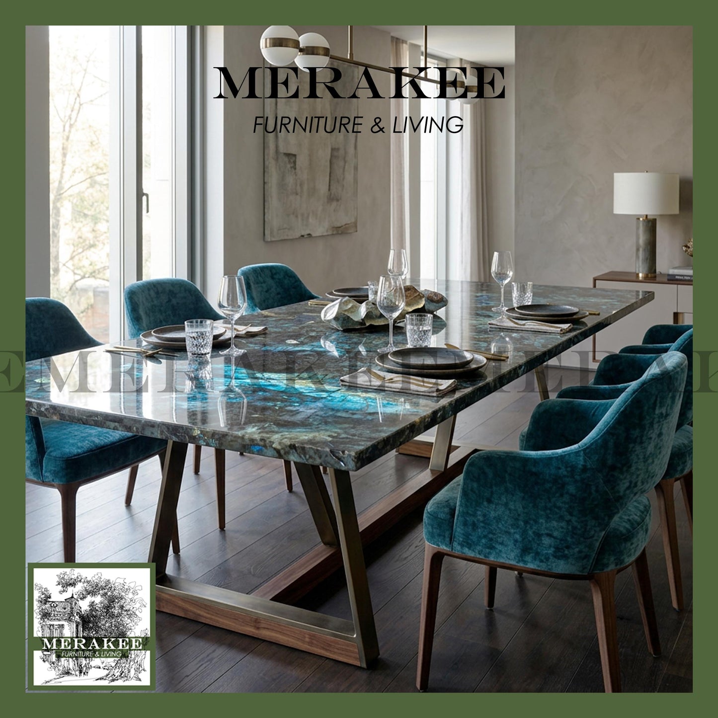 Natural Brazilian Labradorite Marble "In Stock With Most Selections In Singapore" From Brazil Customization For Dining Coffee Side Table Feature Wall Granite Stone Real Marble - Blue Emerald
