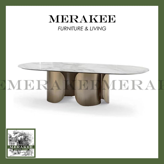 MERAKEE Sintered Stone Dining Table Customization Color Tabletop Stainless Steel Gold/Rose Gold/Grey/Bronze Leg Dining Room Furniture PV28