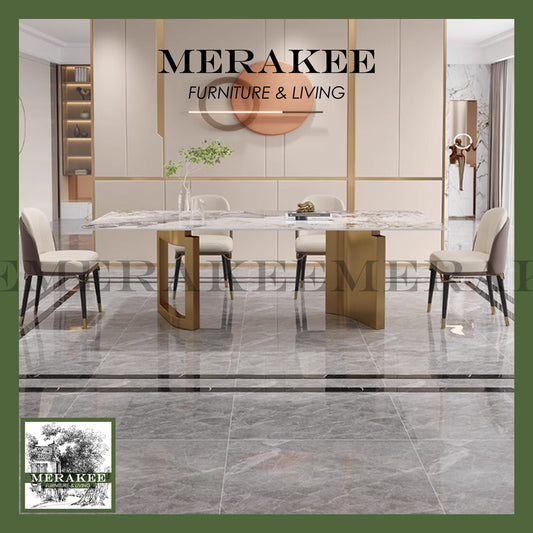 MERAKEE Sintered Stone Dining Table Customization Color Tabletop Stainless Steel Gold/Grey Leg Dining Room Furniture PV45