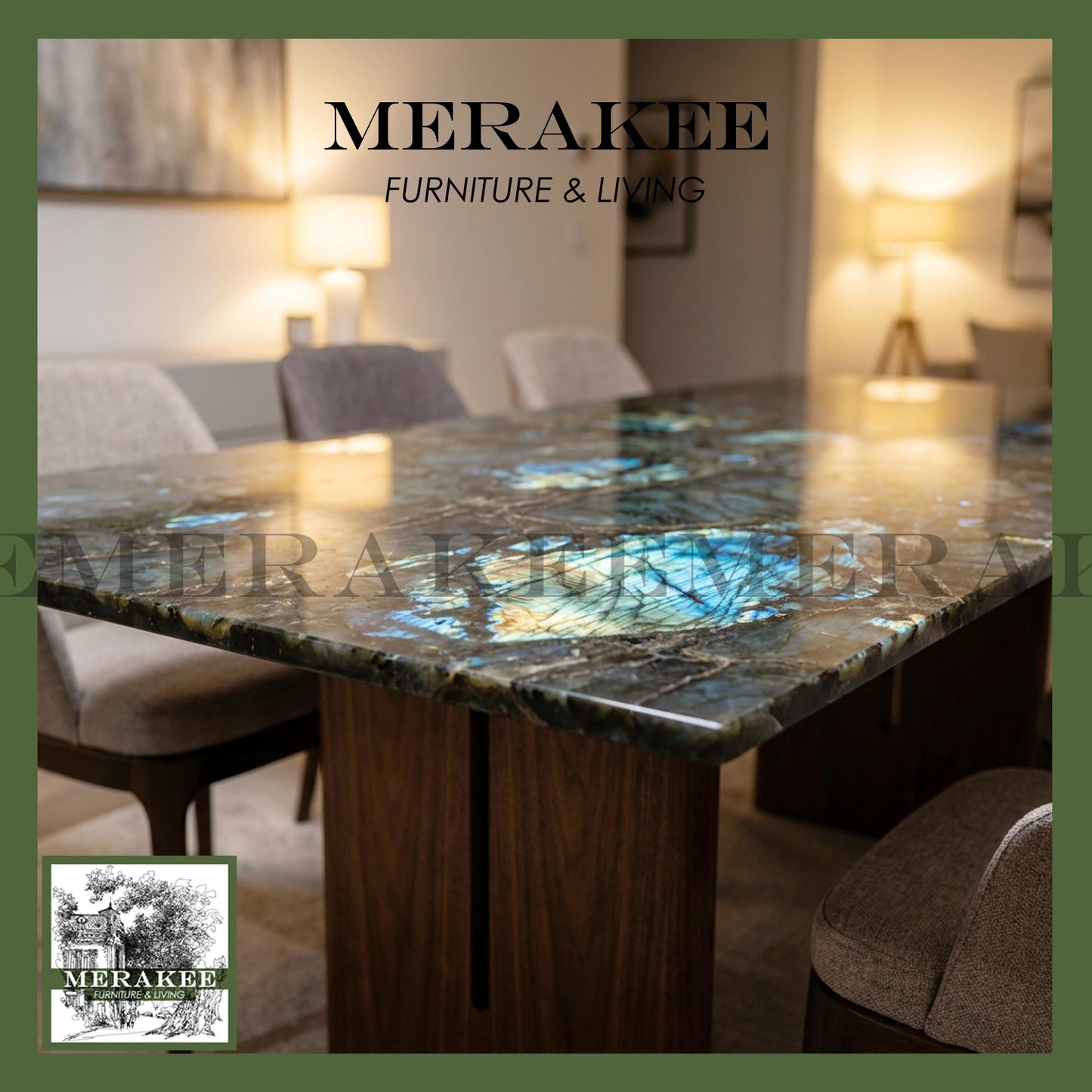Natural Brazilian Labradorite Marble "In Stock With Most Selections In Singapore" From Brazil Customization For Dining Coffee Side Table Feature Wall Granite Stone Real Marble - Blue Emerald
