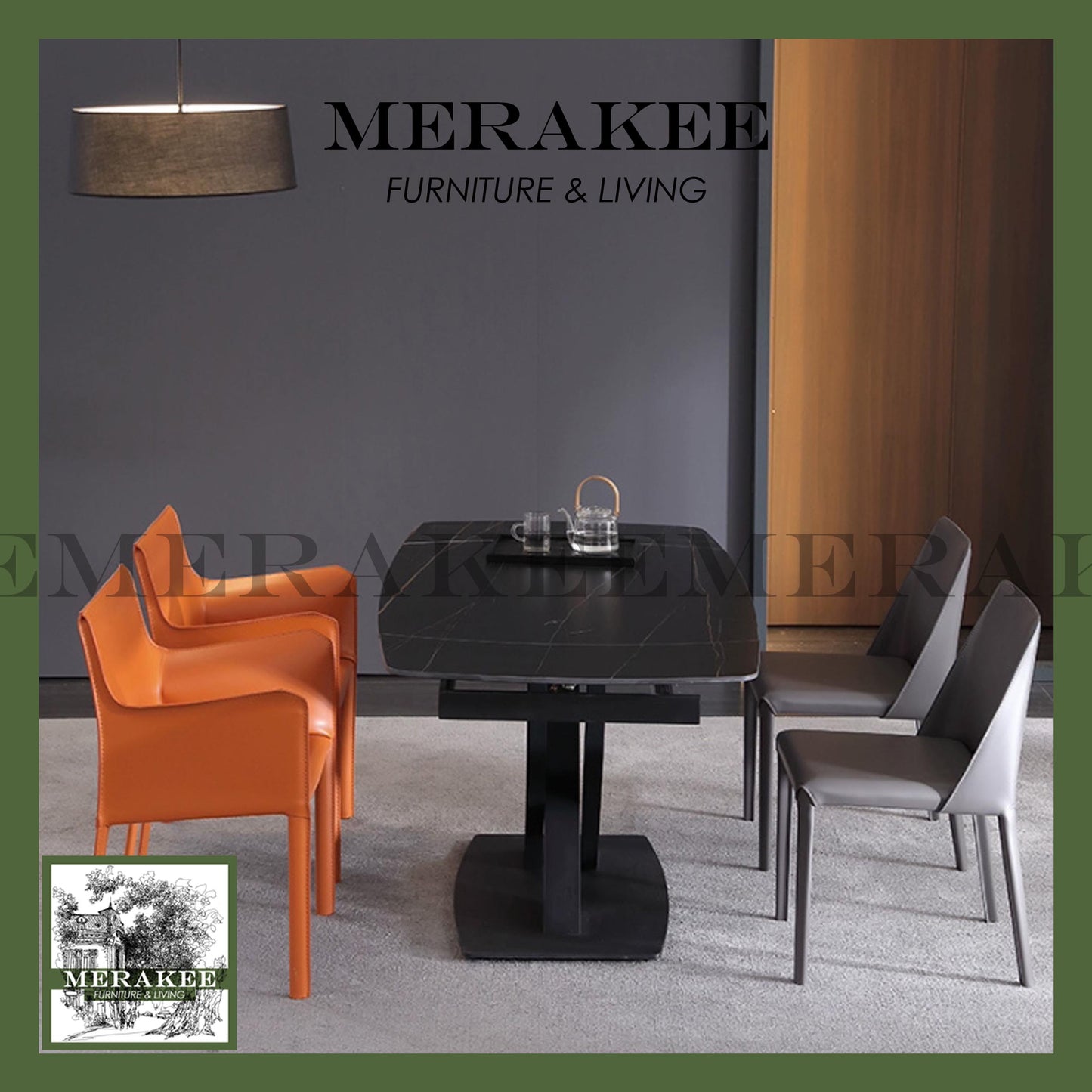 MERAKEE Turning Extendable Customized Marble Like Sintered Stone Dining With Cross Leg Table Dining Room Furniture F218