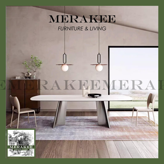 MERAKEE Sintered Stone Dining Table Customization Color Tabletop Stainless Steel Black/Grey/Gold/Rose Gold/Leg Dining Room Furniture PV62