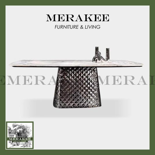 MERAKEE Sintered Stone Dining Table Customization Color Tabletop Stainless Steel Leg Dining Room Furniture PV30