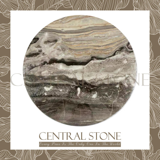 CENTRAL STONE Italian Natural Marble Coffee Side Table Dia45cm -Venice Brown